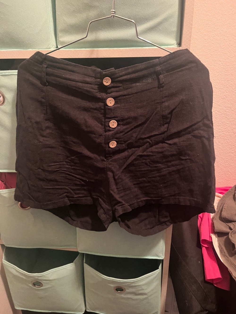 Women's Black Button-Front Casual Shorts